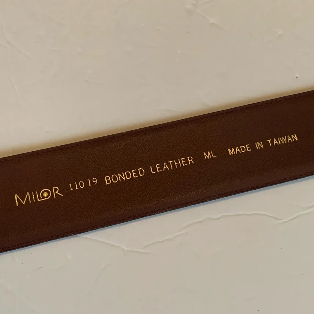 Vintage Milor Faux Alligator belt Gold Art Nouveau Modernist Buckle Brutalist